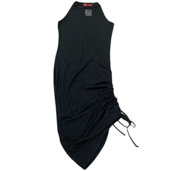 NWT n:Philanthropy Black Ruched Mock Neck Bodycon Peach Dress - Picture 2 of 13